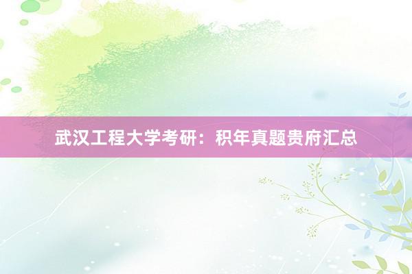 武汉工程大学考研：积年真题贵府汇总